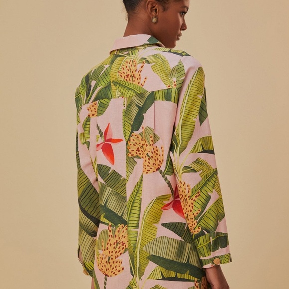 NWT FARM RIO Pink Banana Leaves Romper - Picture 6 of 7